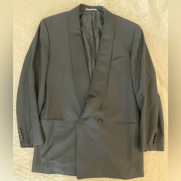 Salvatore Ferragamo Made in Italy Vintage Satin Shawl Lapel Tuxedo Jacket 46 L - Picture 1 of 8